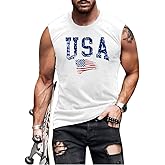 4th of July Shirts for Men American Flag Patriotic Tank Tops Muscle Gym Sleeveless Graphic Tee Tops