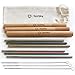Reusable Straws by Sparkling Spot - Eco-friendly, Stainless Steel Metal, Ideal for travel, Set includes: 6x Straight 8.5 inch Drinking Straw, 3x Wooden Case, 3x Cleaning Brush, 1x Carrying Pouch