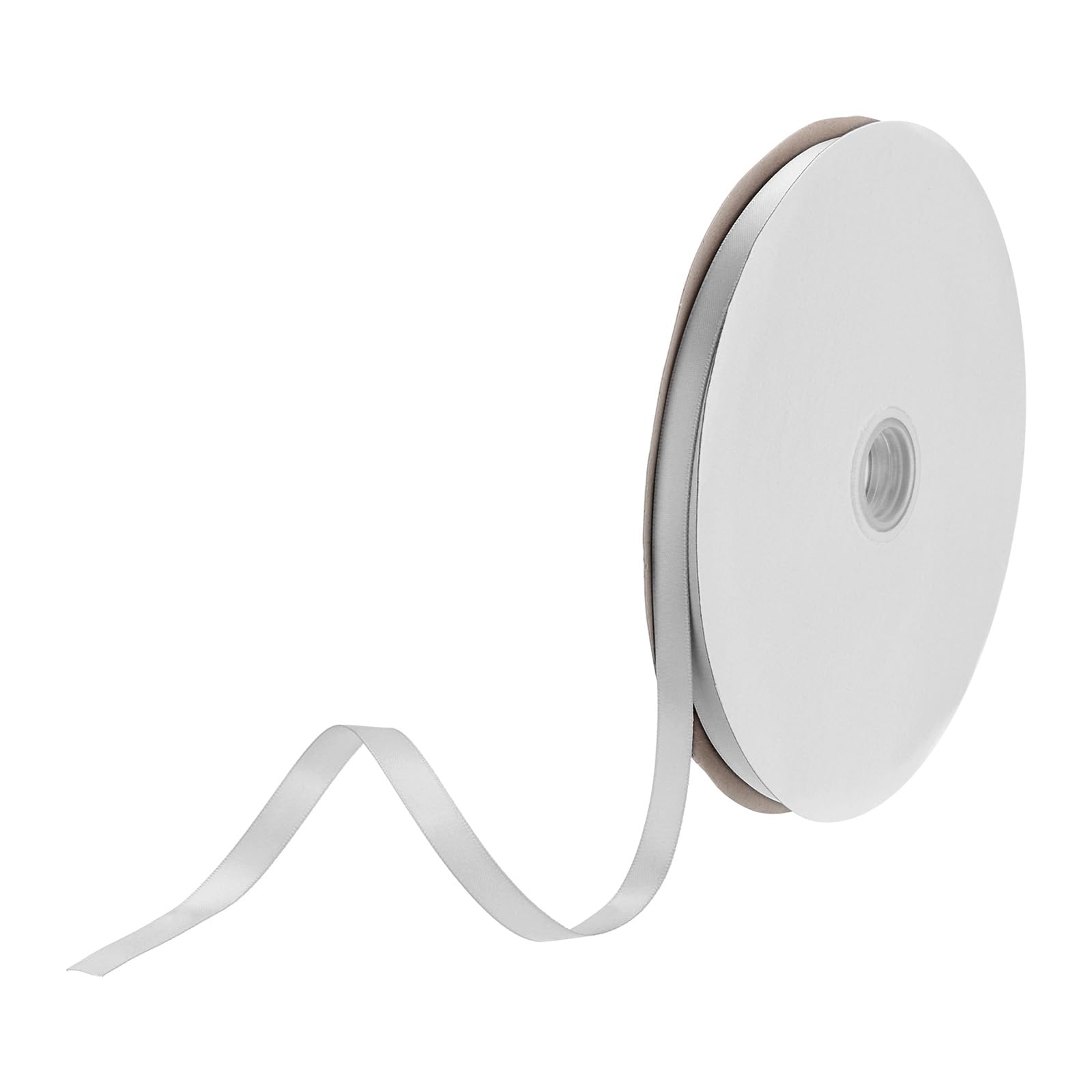 DMiotech 10mm Satin Ribbon 91m/300ft Thin Double Face Fabric Grosgrain Ribbon for Gift Wrapping Floral Hair Flower Bouquet, Light Grey