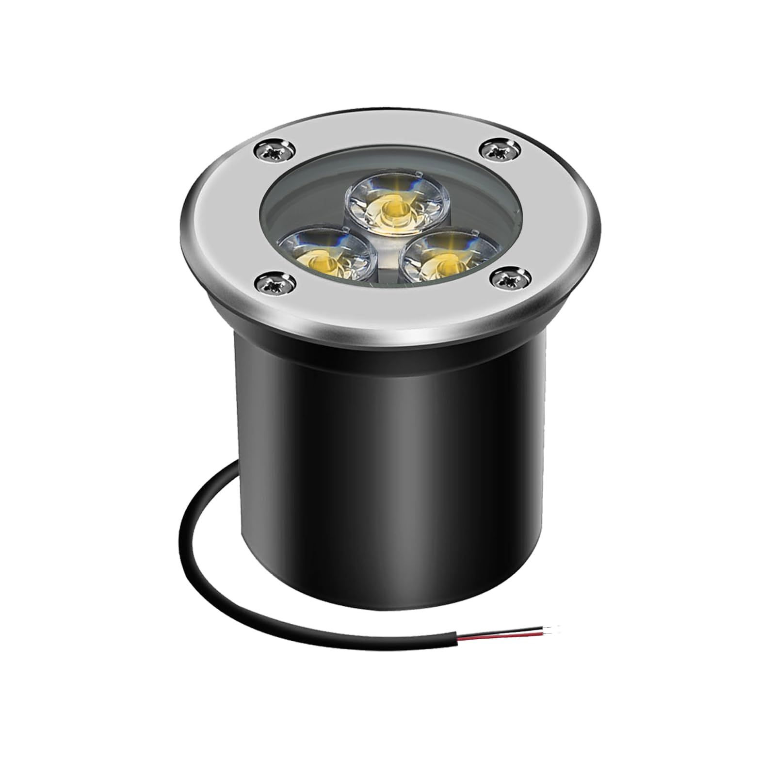 AHOTSUK 3W LED In-Ground Lights - Mains Powered Outdoor Garden Well Lights 12V 24V IP67 Waterproof Low Voltage Landscape Lighting for Driveway, Deck, Steps, Pathway - 3000K
