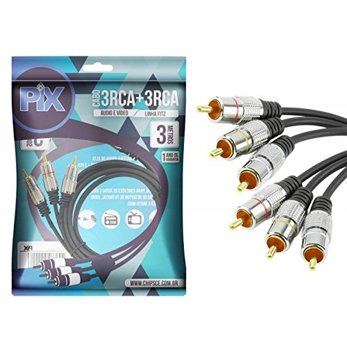 Cabo 3 Rca para 3 Rca 3 metros Chip Sce para Áudio e Vídeo 018-0751