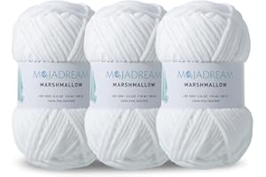 MOJADREAM 3PCS 3.5oz Chenille Yarn for Blankets Amigurumi: Soft Velvet Baby Yarn Blanket Knitting and Crocheting Bulky 5# Yarn 3 Skeins of 100g (White)