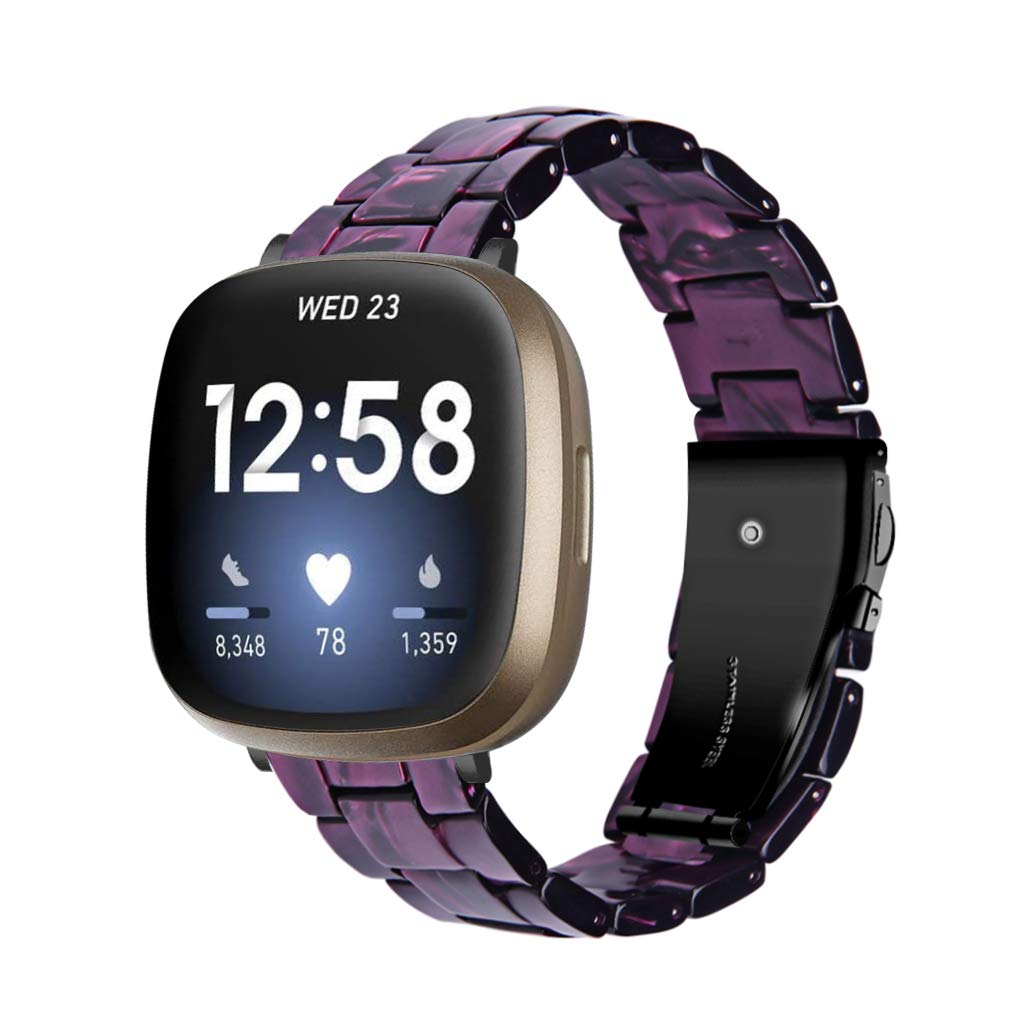 Chofit Straps Compatible with Fitbit Versa 4/Sense 2 Strap, Adjustable Resin Replacement Wristband Band Bracelet for Versa 4/Sense 2 (Purple)