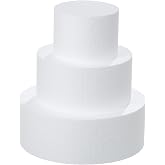 Crafare 3 Tiers Round Foam Cake Dummies Set 4" 6" 8" White Fake Practice Cake Dummy 9 Inch Tall for Christmas Wedding Supplies Baby Shower Birthday Cake Decorating Display