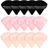 Pimoys 15 Pack Powder Puffs Triangle Makeup Sponge, Black/Pink/Flesh | Soft Velour, Triangle &amp; Round Design, Washable Reusable, for Loose Powder and Foundation
