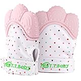 Baby Teething Mitten for Babies Self-Soothing Pain Relief and Teething Glove BPA FREE Safe Food Grade Teething Mitt (Pink Color)