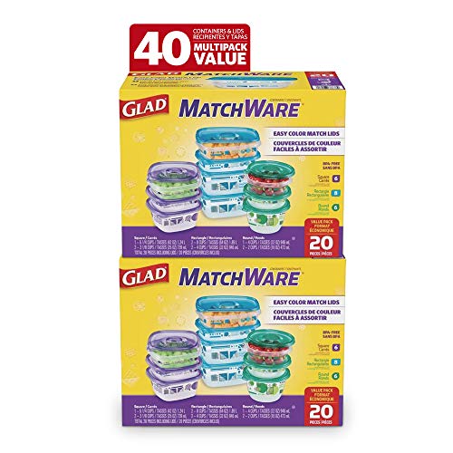 Glad GladWare Matchware Food Storage Containers, Value Pack With Easy