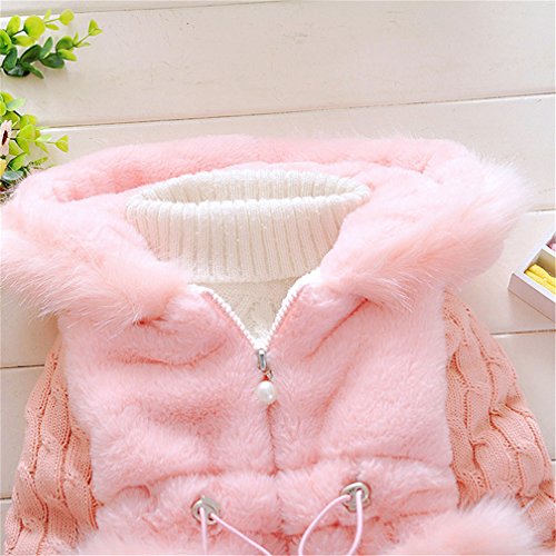 DORAMI Baby Girls Winter Autumn Cotton Warm Cotton Jacket Coat (US Size 4T, Pink)