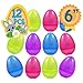 Totem World 12 Jumbo Fillable Plastic Easter Egg Hunt Party Supply Pack - 6-Inch Transparent Glitter Color Plastic Big Egg