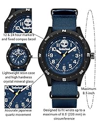 Timberland Mens Outdoor Dennett Watch OTAN Correa de tela impermeable Azul Fácil de leer Dial Ligero Estuche de plástico Reloj de pulsera de cuarzo