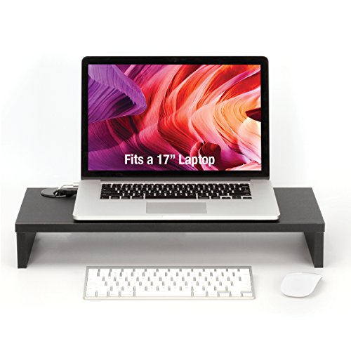 image for 2 Lb. Depot 2LB Depot Black Wood Monitor Stand Riser with Cable Hole, 