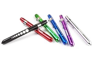 RISEMART Pen Light, Nurse Penlight Medical Reusable White Led Pen Light with Pupil Gauge Measurements for Doctor Stethoscope Healthcare Nursing School Students (Pack of 6)