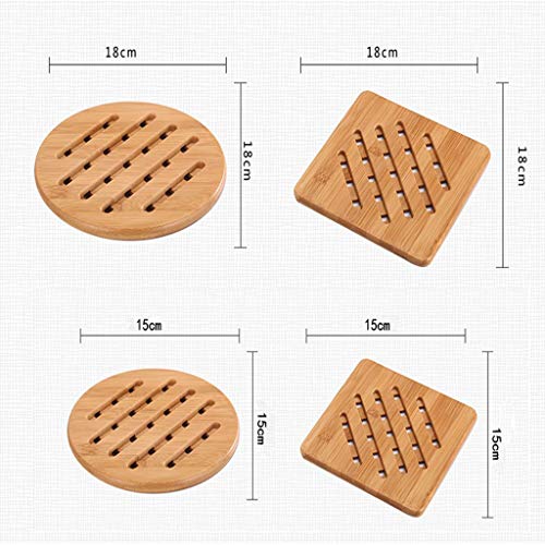 4 Pieces Trivet for Hot Dishes, Hot Pads Trivets, Solid Bamboo Wood Non-slip Heat Resistant Lattice Pad for Pot Teapot (Multi Size,2 Square 2 Round)