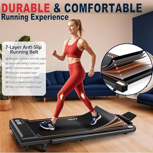 Inclining treadmill walking pad: with 2.25 CV/2.5 HP motor, treadmill capacity 100 kg/120 kg, speed of 1-6 km/h/1-12 km/h, inclination of 7%