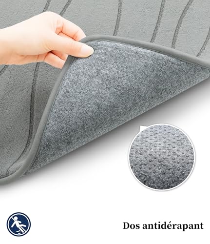 chakme Bath Mat Memory Foam Non Slip Washable Soft Absorbent Bath Mat for Bathroom Grey 60x90cm