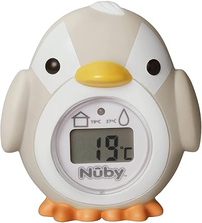 Nuby Penguin Bath Thermometer Digital LCD BPA Free Birth Grey