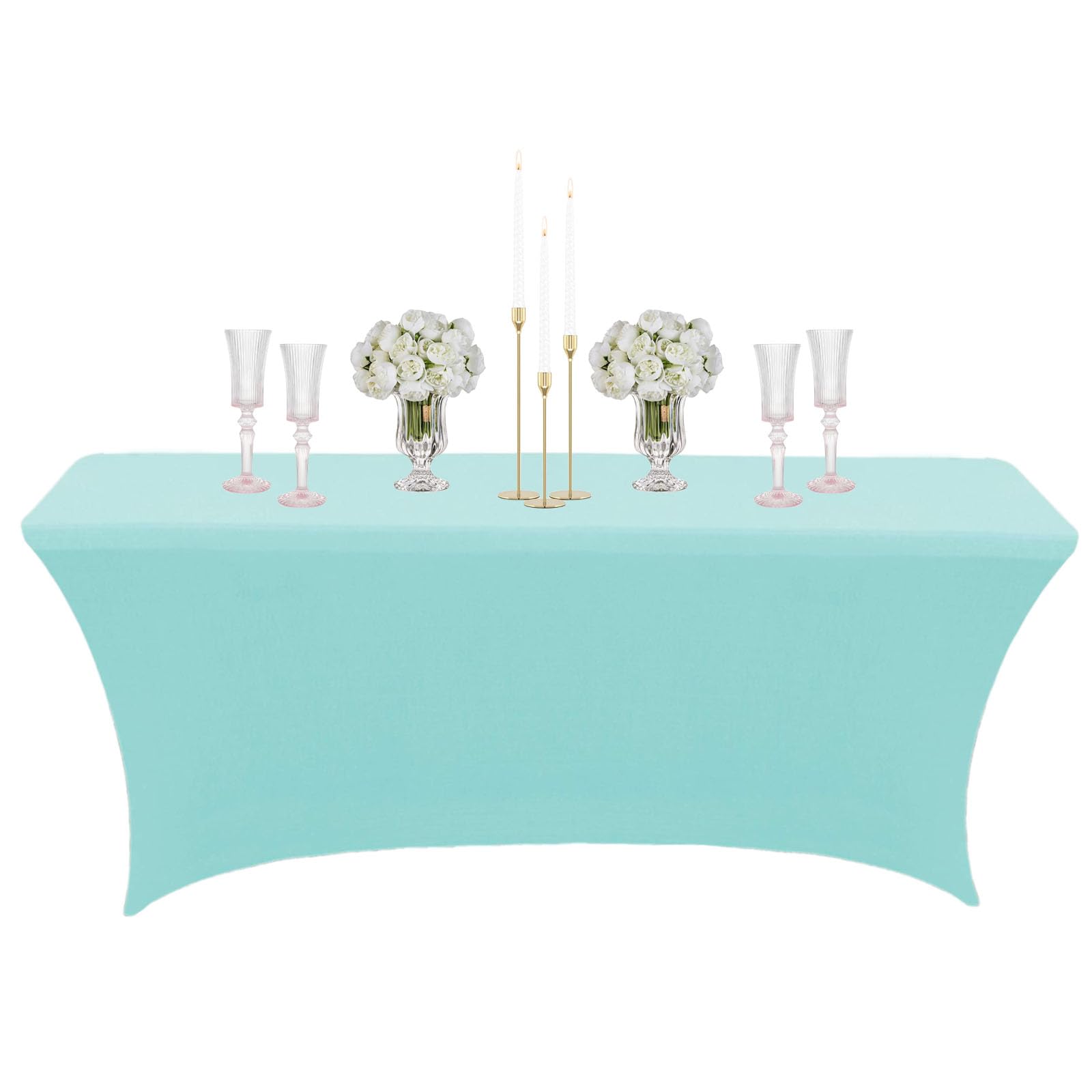 6ft Spandex Tablecloths Stretchable Tablecloth Baby Blue for Rectangle Table,Washable Fitted Table Cloth Spandex Stretch Patio Table Cover for Event,Baby Shower,Wedding,Banquet,Party,Covering Stalls