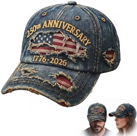Amazon.com: 250th US Anniversary Distressed Denim Hat, 250th