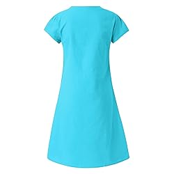 Women's Summer Cotton Linen Dress Loose V-Neck