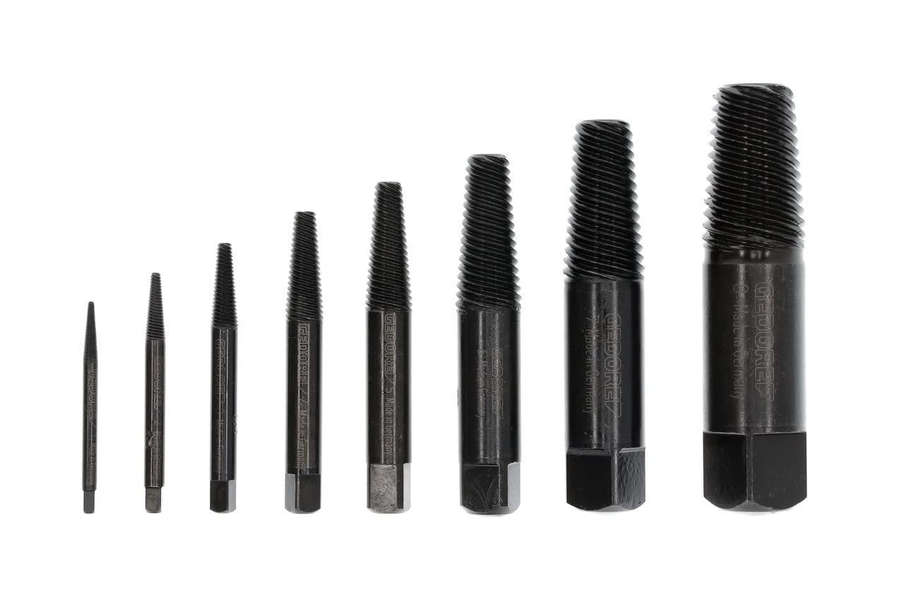 GEDORE Screw Extractor Set Chrome Vanadium Steel 54 HRC in Clear Plastic Box 8 Pieces M3-M45