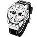 Military Watches for Men Men's Leather Strap Analog Quartz Wristwatch Fashion Sport Watch for Men Chronograph Date CAOWTAN (Black Silver White)