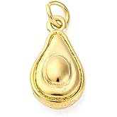 KitBeads 5Pcs 18K Gold Plated Avocado Charms Stainless Steel Imitation 3D Fruit Charms for Bracelets Necklaces Earrings Jewelry Making Crafts
