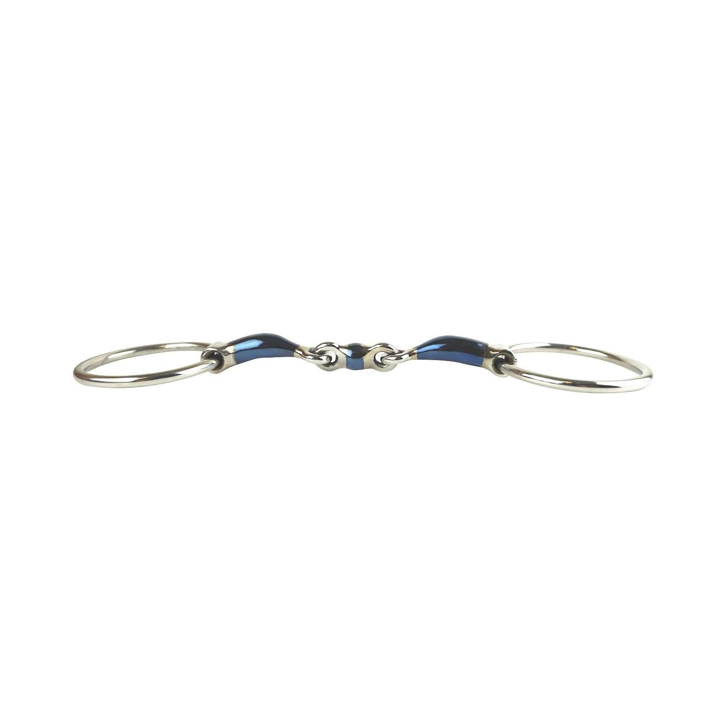 AK Loose ring double jointed Lozenge with curved shape Horse Riding Bit (5.75'', Blue-Silver) - Image 4