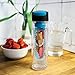 Savvy Infusion Flip Top Fruit Infuser Water Bottle - Unique Leak Proof Lid for Hikes, Outdoors - Dishwasher Safe Made with Tritan Shatter Proof Plastic - Great Gifts for Women - 24 Ounces Blue