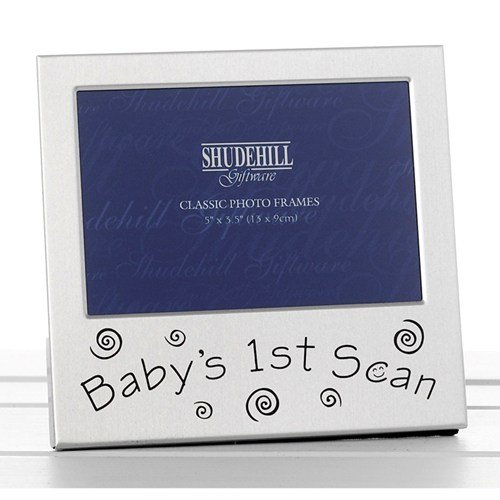 Shudehill Baby's 1st Scan Photo Frame Picture Ultrasound 77216 | Ideal for Baby Showers New Mums and Parents | Polished Satin Silver
