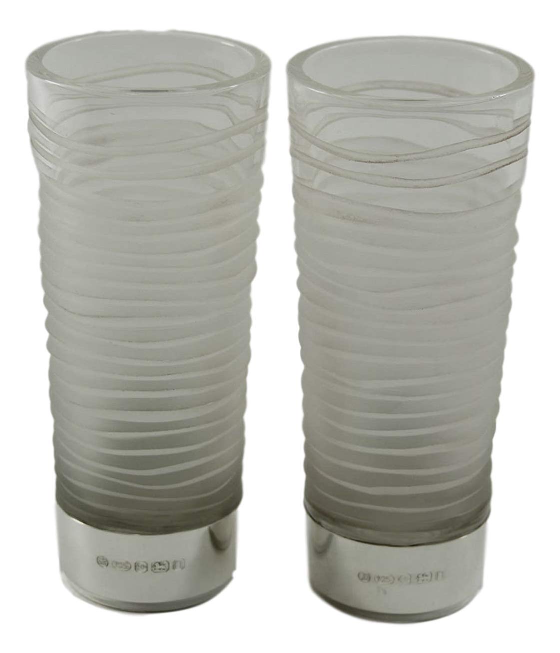 New - Silver & Crystal - Pair Shot Glasses - 3" - Boxed