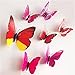 12 pcs Purple + 12 pcs Blue 3D Butterfly Stickers Random Mixed Home Decoration Removable 3D Vivid Man-Made Butterfly Art DIY Decor Wall Stickers for Wall Decor Kids Room Bedroom Living Room