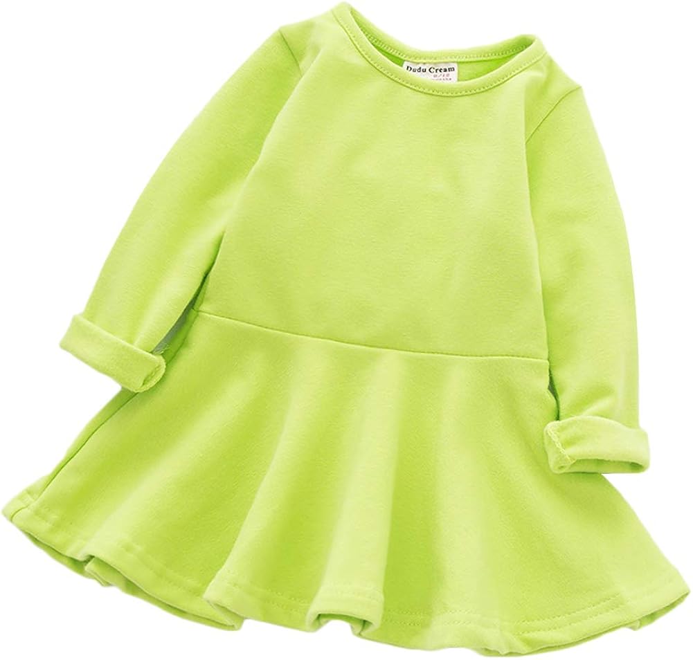 Baby Girls Dress Long Sleeve Infant Tops Cotton Toddler Blouse Pink Ruffle T Shirt Playwear