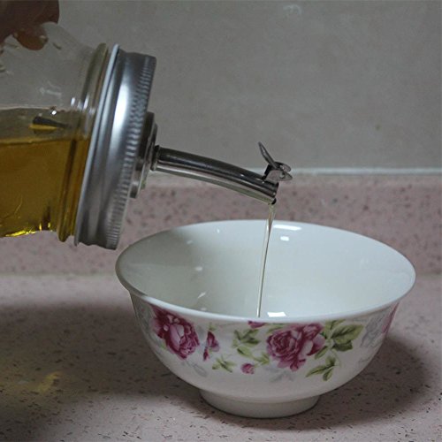 CHBKT 2 Pack Mason Jar Oil Infusions Lid, Stainless Steel, Liquor/Oil Pour Spout Dispenser, Regular Mouth