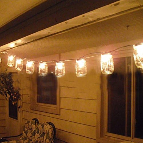 Mason Jar Light, Holidayli 1 Pack 10 LED Warm White Solar Fairy Lights Lids Insert for Christmas Wedding Holiday Party Decorative Lighting(Mason Jar and Lifting Handle Included)