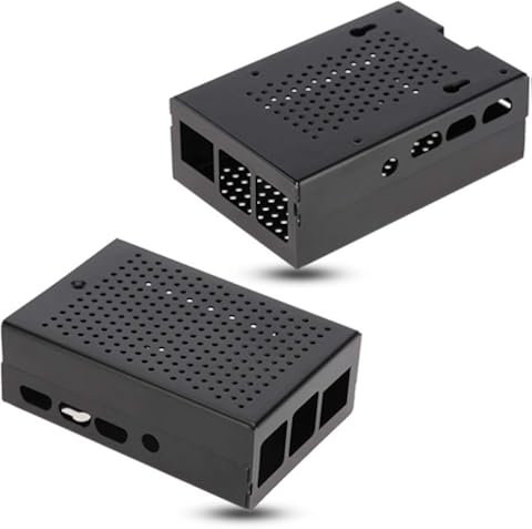 Dgtrhted For Frambuesa Pi Caja de la Caja Negro recinto 4 Modelo B de aleación de Aluminio de Metal con Ventilador de refrigeración