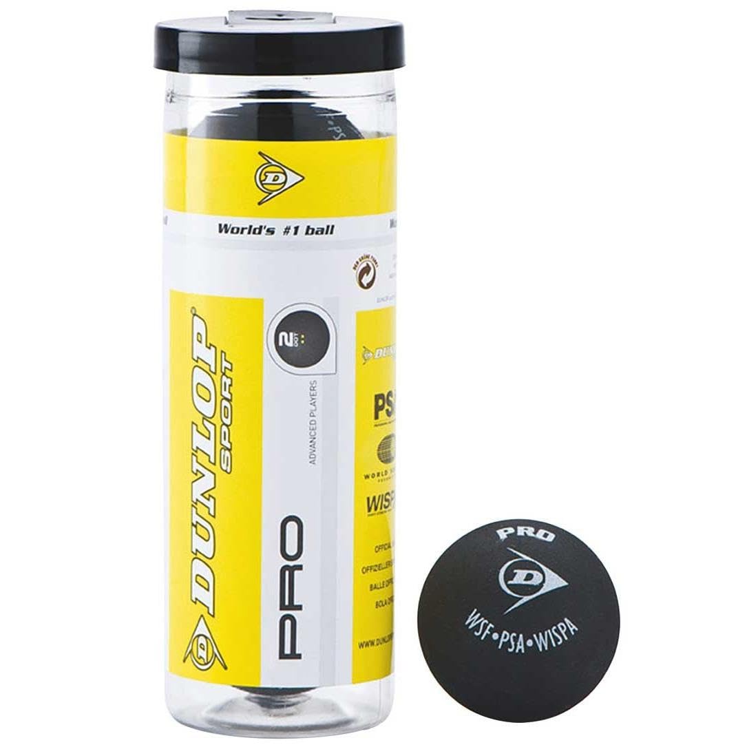 Dunlop Pro Squash Ball - 3 Ball Tube Unisex Adult Pro Squash Ball Black