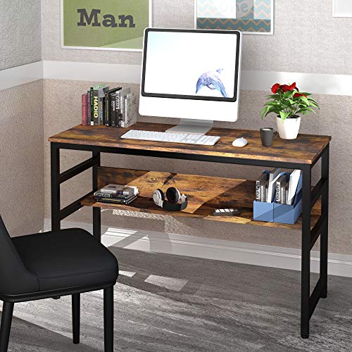 Ruitta 47" Writing Computer Desk, Home Office Desk with Bookshelf