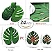 Soyee 24pcs Tropical Large Palm Leaves, DIY Waterproof Artificial Leaf Placemats and Table Runners for Hawaiian Luau Party Decoration, Jungle Party Supply