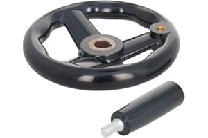 OTHMRO 0.47x4inch Dia Round Hand Wheel w Three Spoke Revolving Handle Black Bakelite Round Three Handwheel for Milling Machine Lathes Grinders