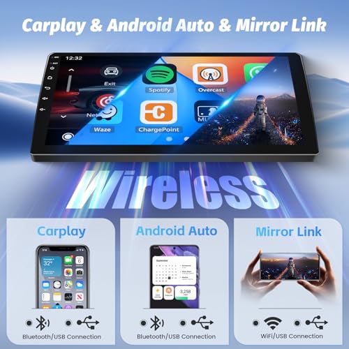 [8 Core 4G+64G] Hikity Car Radio for Ford Fiesta MK6 2009-2016 Wireless Carplay Android Car Android 15 Car Radio 9 Inch Car Stereo with GPS 32EQ WIFI Bluetooth SWC MIC Rear Camera