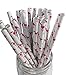 Premium Paper Drinking Straws for Holiday, Anniversary, Birthday, Graduation, Wedding, Bridal & Baby Parties. 100% Biodegradable Vintage and Fun Paper Straws. Pack of 50. (Iridescent Pink Flamingo)