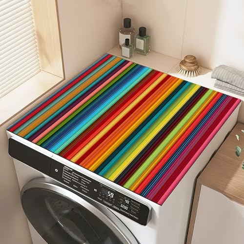 Mexican Stripes Abstract Washing Machine Mat for Top – Non-Slip, Absorbent, Quick-Dry Washer Dust Cover Pad – Decorative Laundry Room Kitchen Protector Mat 23.6'' x 19.7'' at Amazon