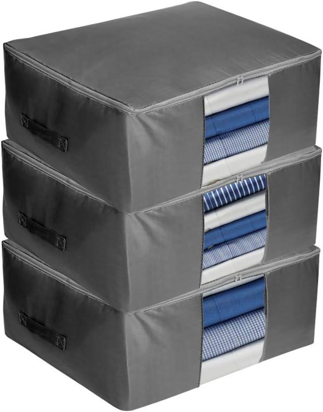 EZCASA Premium Large Capacity Storage Bag โ Foldable Closet&Clothes&Blanket Organizer โ Reinforced Handles with Durable Handles โ For Comforter & Bedding (JUMBO 84L)