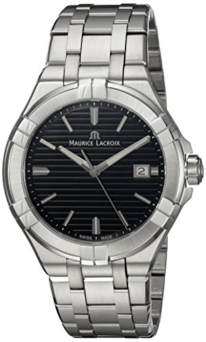 Reloj de cuarzo Aikon para hombre Maurice Lacroix con correa de acero inoxidable, plateado, 23 (Modelo: AI1008-SS002-331-1)