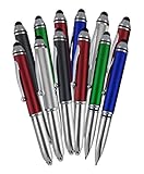 SyPen Stylus Pen for Touchscreen Devices, Tablets, iPads, iPhones, Multi-Function Capacitive Pen With LED Flashlight, Ballpoint Ink Pen, 3-In-1 Pen, Multi, 10PK