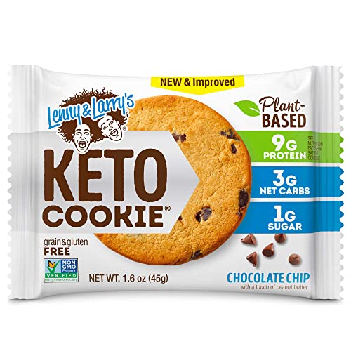 LENNY & LARRY’S COOKIE, CHOCOLATE CHIP, SOFT BAKED, 9G PLANT PROTEIN, 3G NET CARBS, VEGAN, NON-GMO, 1.6 OUNCE COOKIE (PACK OF 12) – PACKAGING MAY VARY