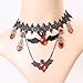 JoyTong Bat Necklace Earring Set Leather Black