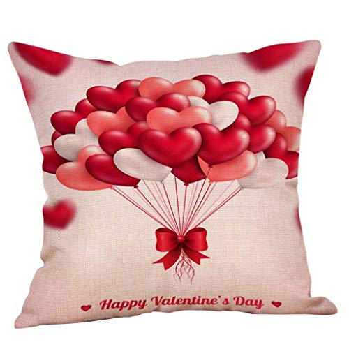 Duseedik Pillow Case, Happy Valentine Flax Pillow Cases Linen Sofa Cushion Cover Home Decor