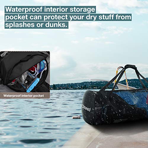 CLISPEED Mesh Duffle Bag Extra Large Dive Gear with Zipper for Diving Swimming Travelling Beach Sports Equipment