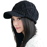 Siggi Women Thick Wool Knit Newsboy Cap Visor Beanie Hat Cotton Lined MultiColor